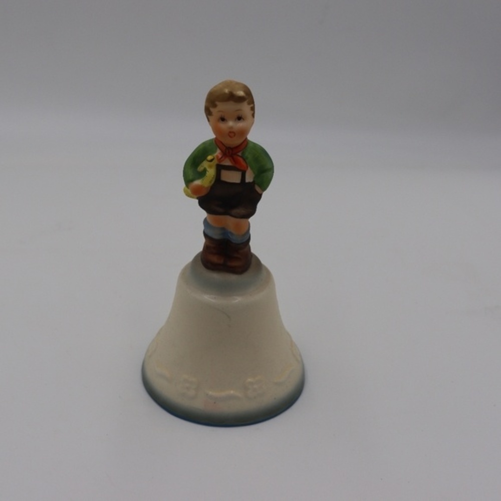 Schmid Bell Boy on Bell Holding Trumpet Horn Bugel Bell Vintage Collectable Bell